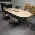 96" Blonde Office Boardroom Meeting Table w/ Chrome Base